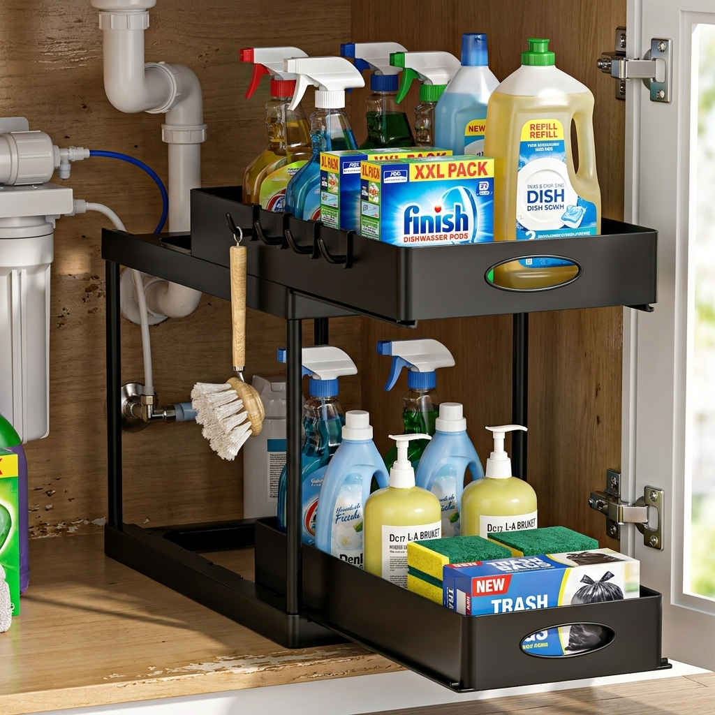Dual Sliding Cabinet Under Sink Organizer