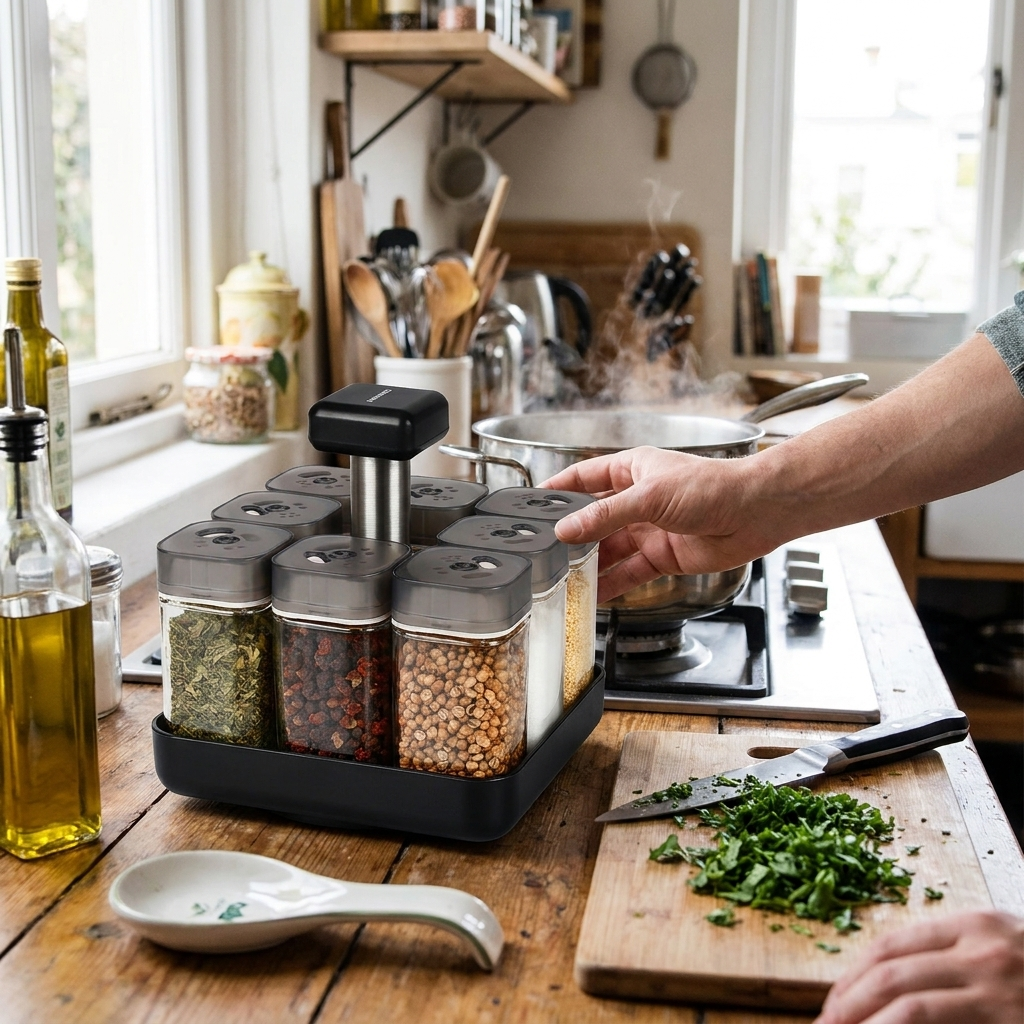 Spice Jar Glass Organizer Kitchen