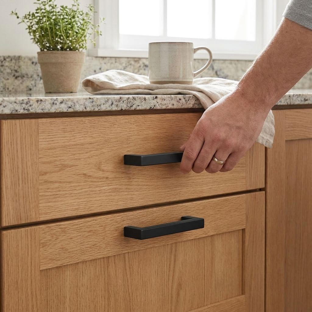 30 Pack Cabinet Pulls Slim Square Matte Black