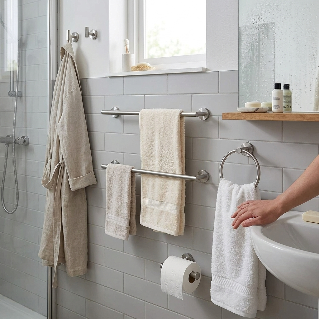 6 Piece Stainless Steel Bathroom Towel Rack Set Brushed Nickel