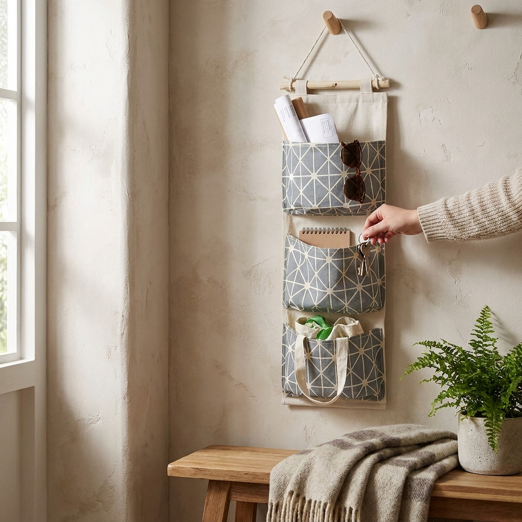 Wall Mounted Storage Bag Closet Hanging Organizer 3 Pockets