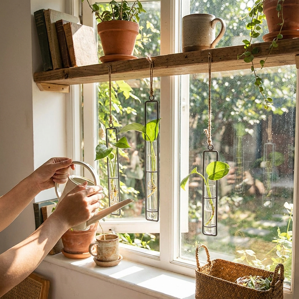 Wrought Iron Glass Hydroponic Vase