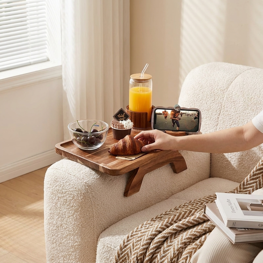 3-in-1 Sofa Armrest Clip-On Tray lifestyle