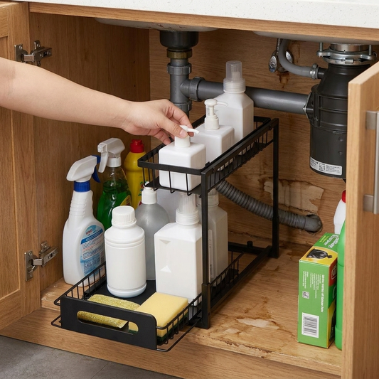 2-Tier Pull Out Cabinet Under Sink Organizer lifestyle