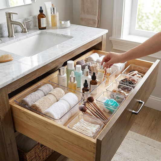 25Pcs Clear Plastic Drawer Organizers Set lifestyle